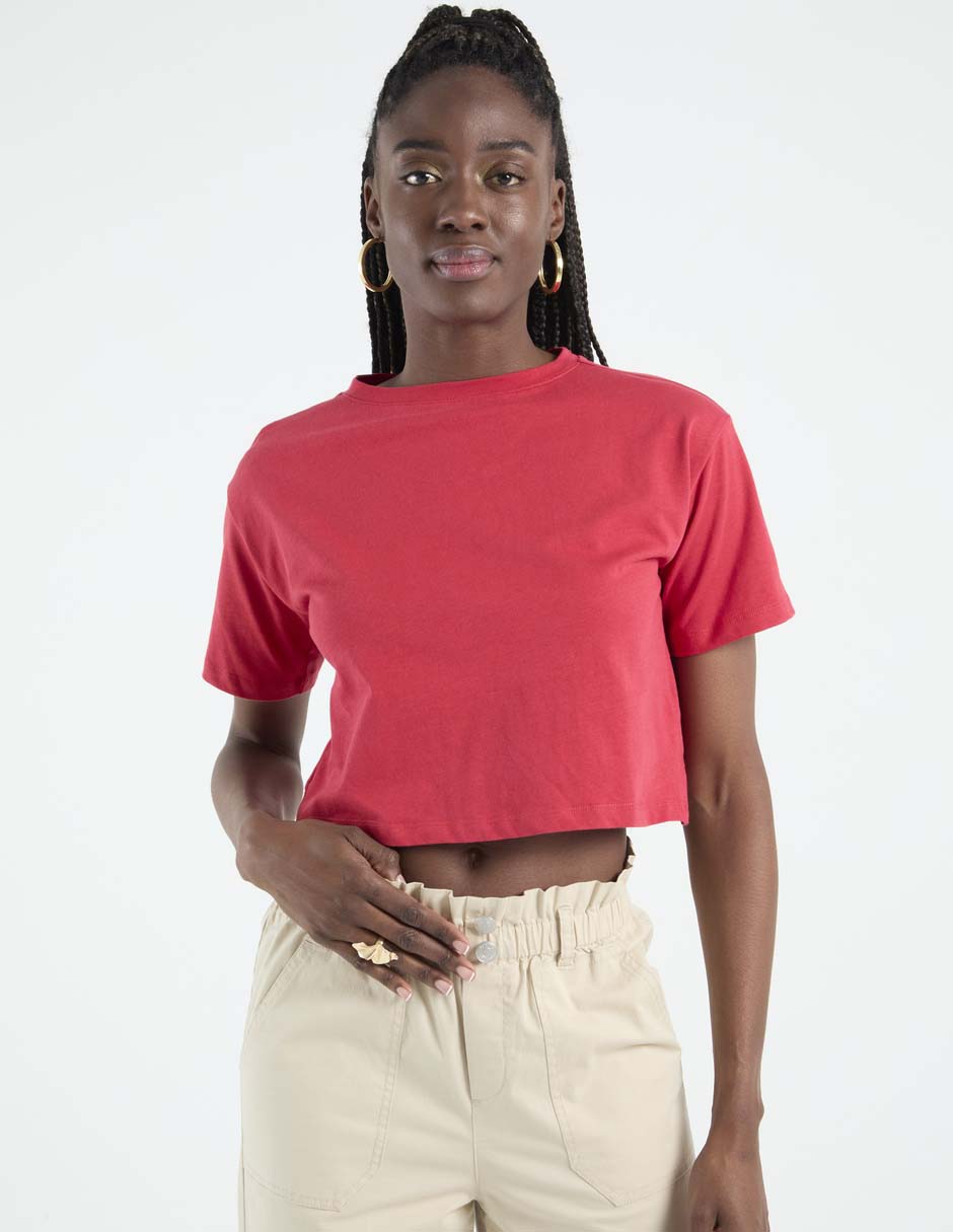 Playera manga corta cuello redondo para mujer 1
