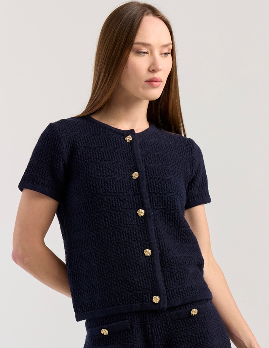 Suéter cuello con botón para mujer