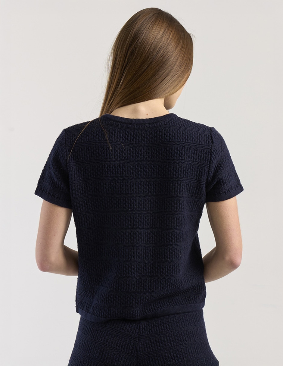 Suéter cuello con botón para mujer