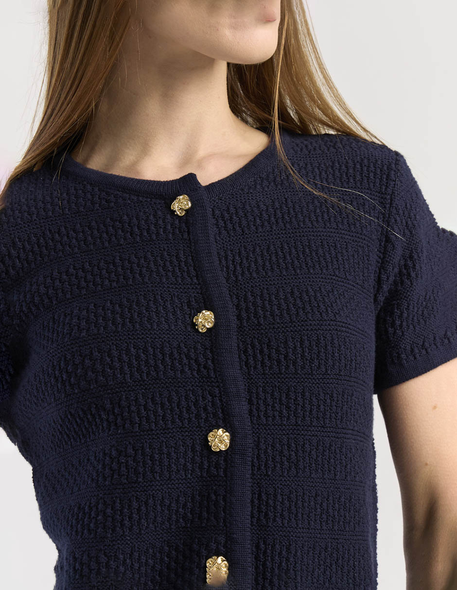 Suéter cuello con botón para mujer