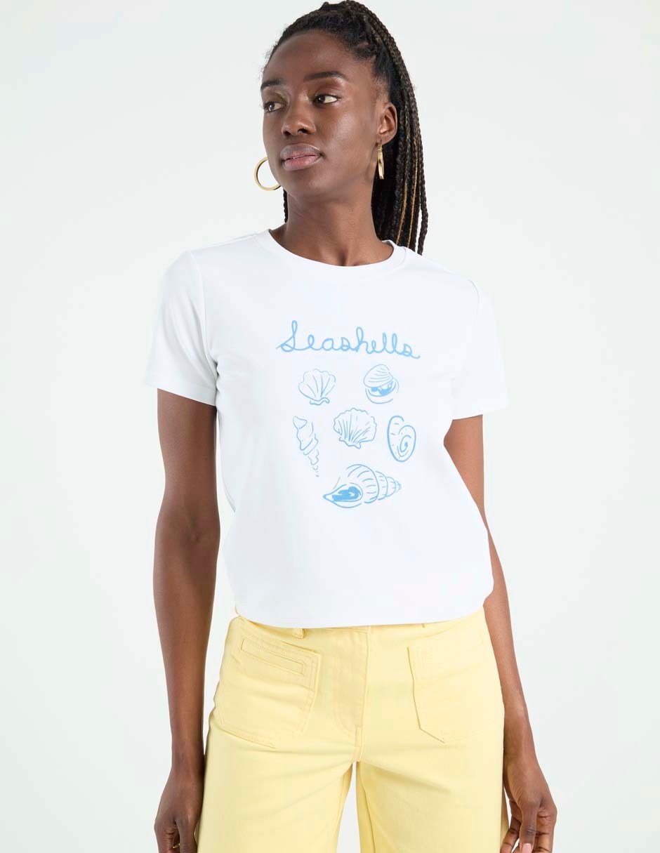 Playera manga corta cuello redondo para mujer Playera manga corta cuello redondo para mujer
