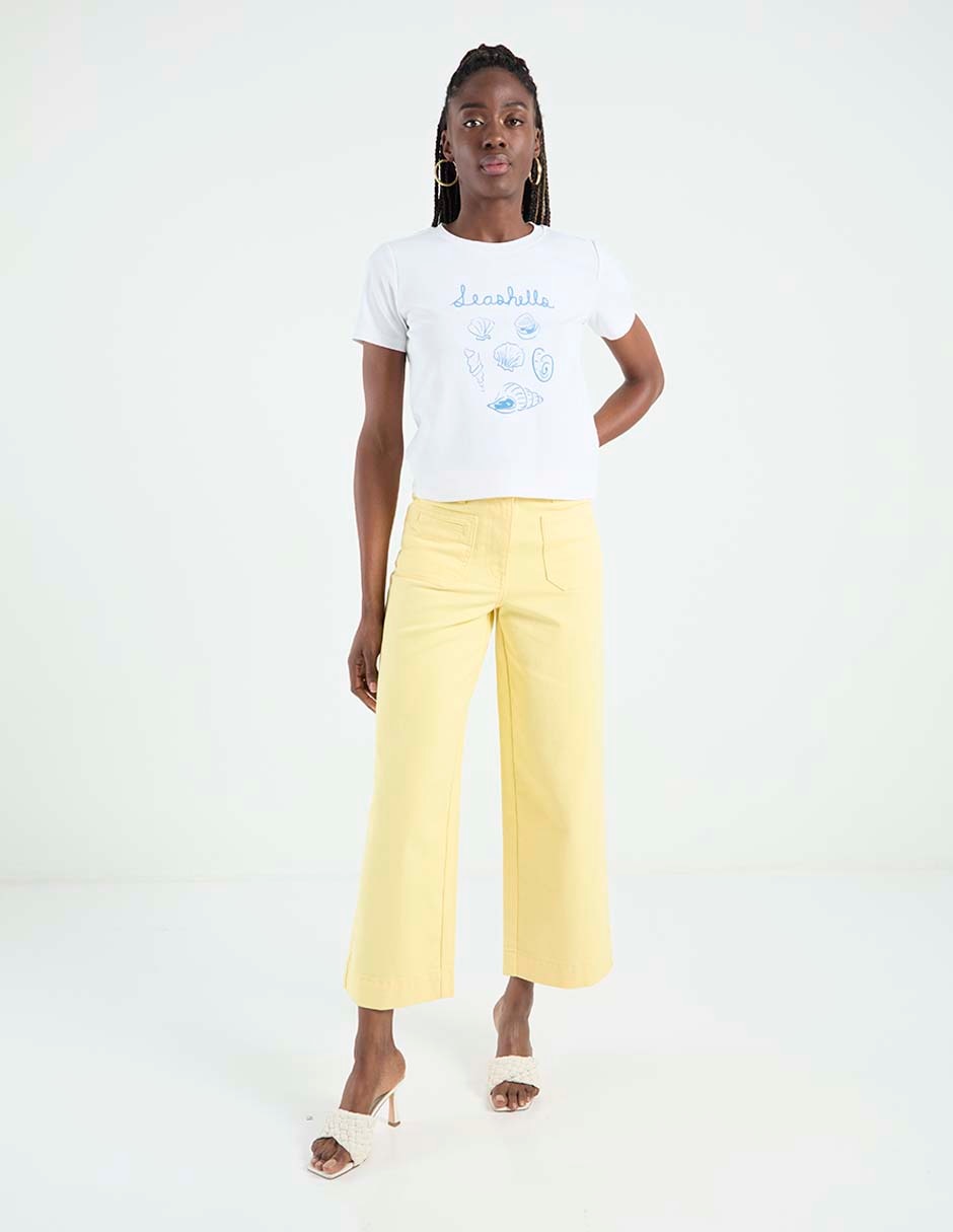 Playera manga corta Petite Studio cuello redondo para mujer
