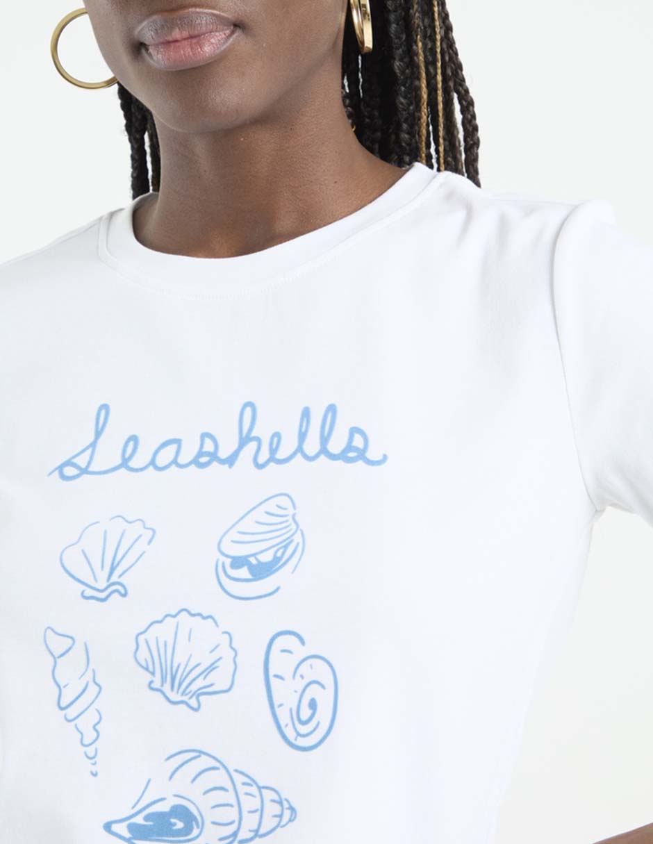 Playera manga corta Petite Studio cuello redondo para mujer