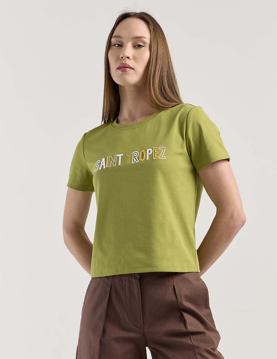 Playera manga corta cuello redondo para mujer Playera manga corta cuello redondo para mujer