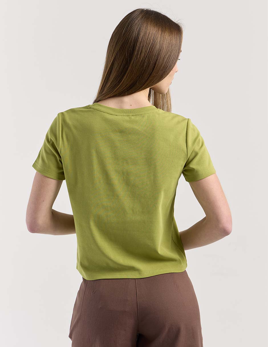 Playera manga corta Petite Studio cuello redondo para mujer
