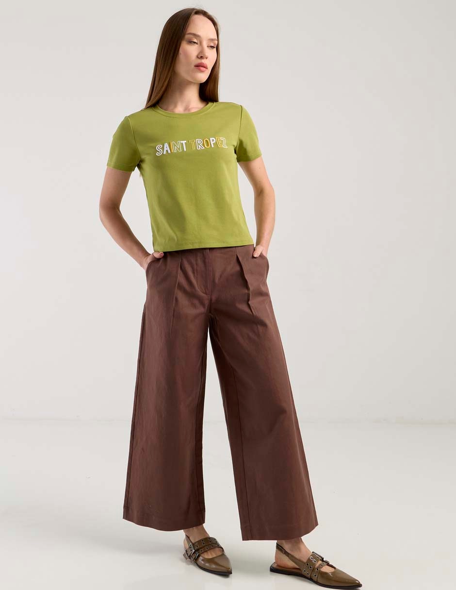 Playera manga corta Petite Studio cuello redondo para mujer