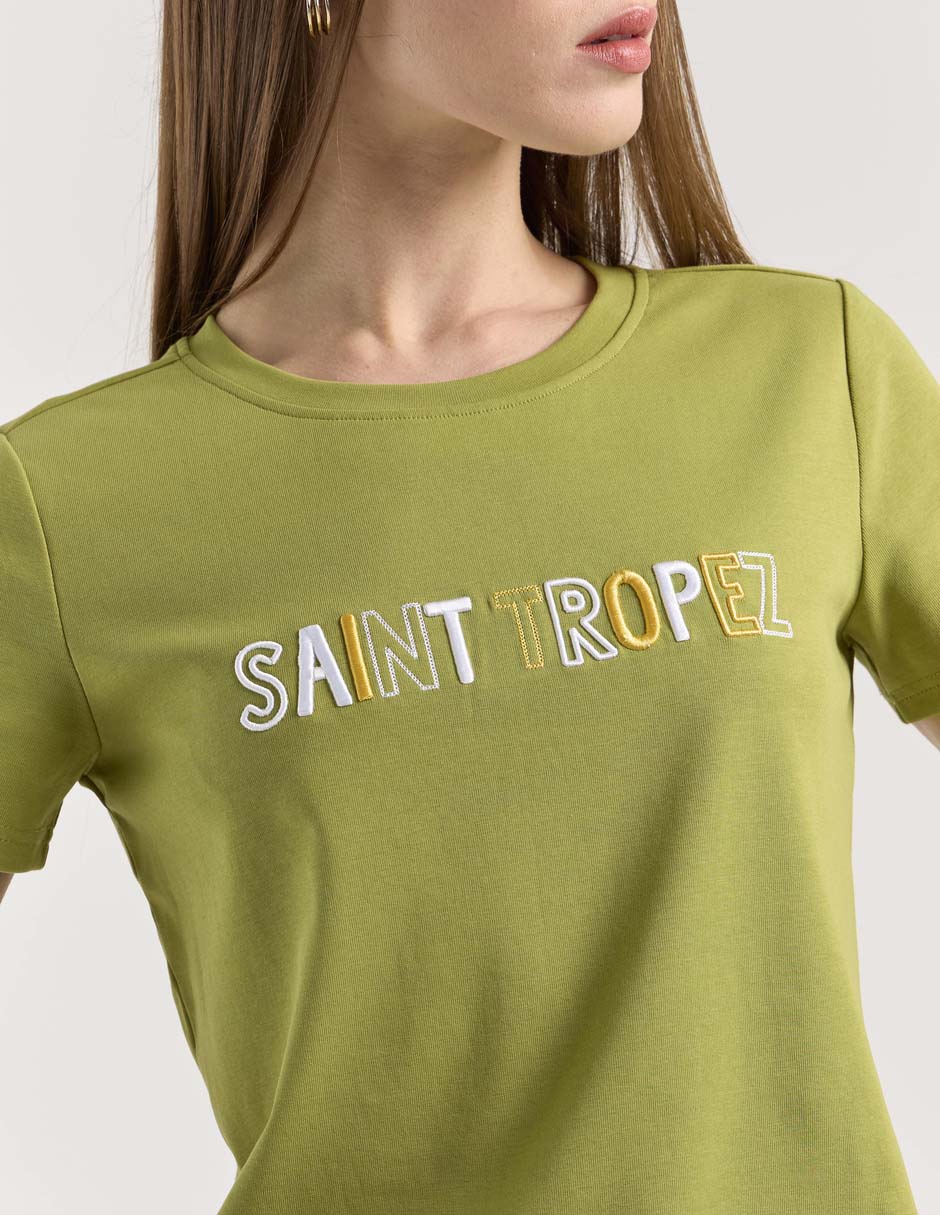 Playera manga corta Petite Studio cuello redondo para mujer