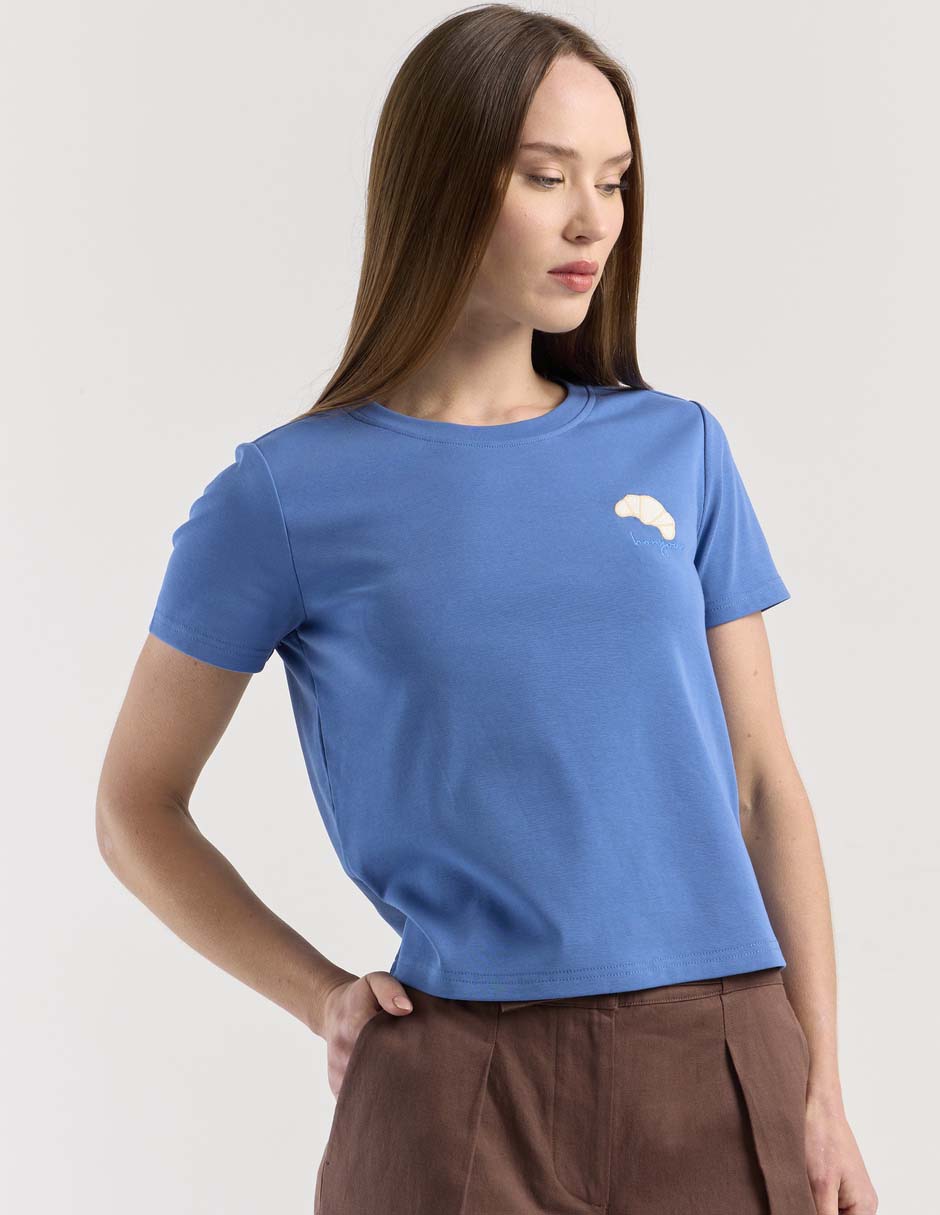 Playera manga corta cuello redondo mujer