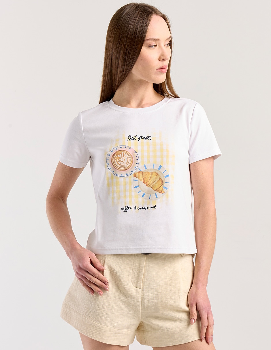 Playera manga corta cuello redondo para mujer 1
