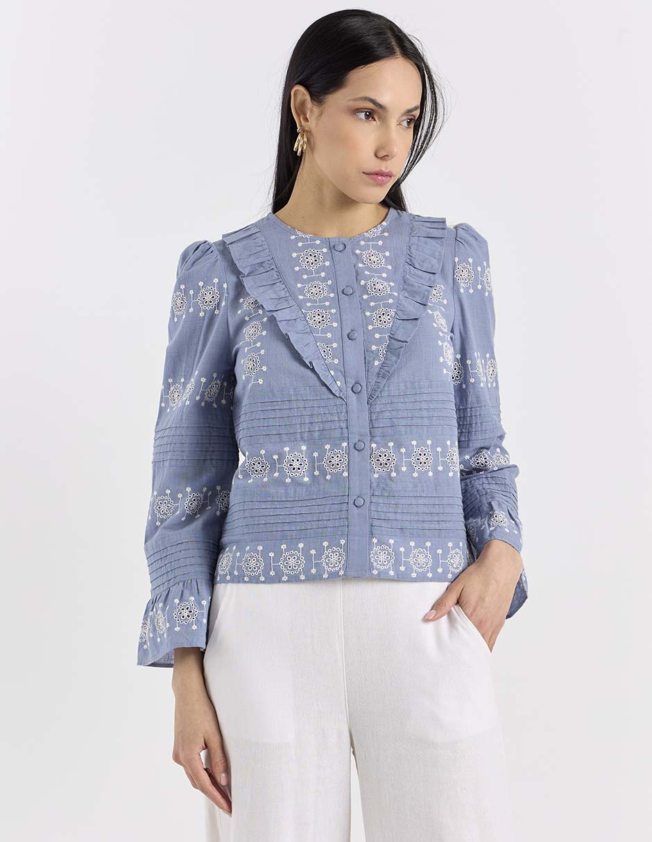 Blusa manga larga para mujer 7