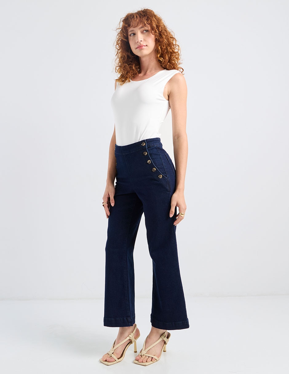 Jeans coulotte straight cintura alta Petite Studio para mujer