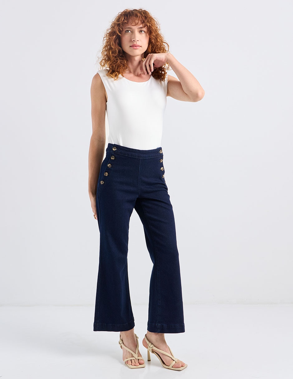 Jeans coulotte straight cintura alta Petite Studio para mujer