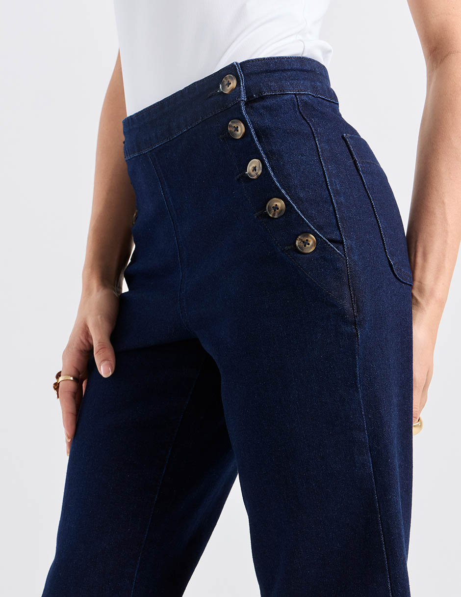 Jeans coulotte straight cintura alta Petite Studio para mujer