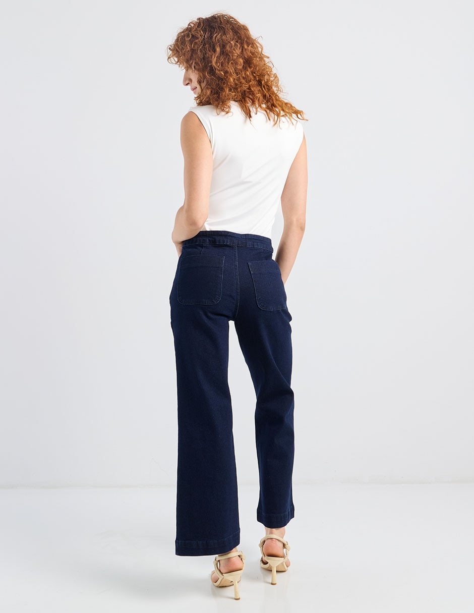 Jeans coulotte straight cintura alta Petite Studio para mujer