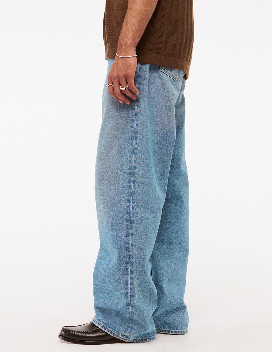 Jeans baggy lavado claro para hombre 4