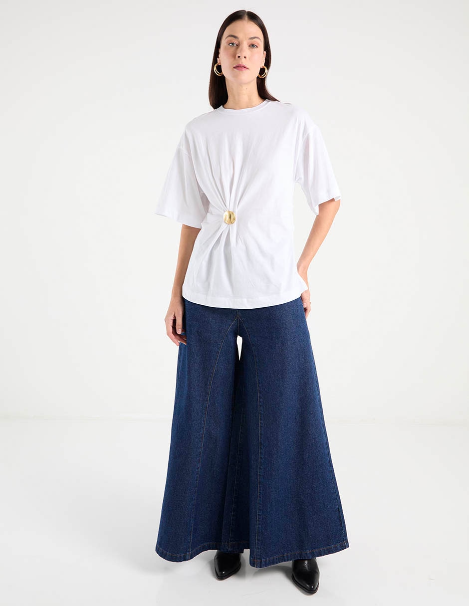 Blusa plisada manga al codo para mujer 7