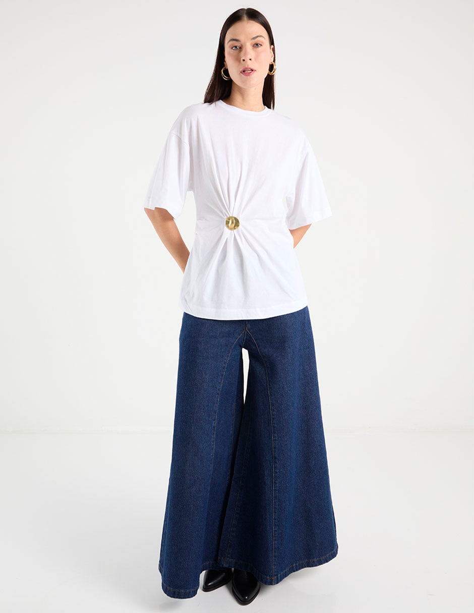 Blusa plisada manga al codo para mujer 8