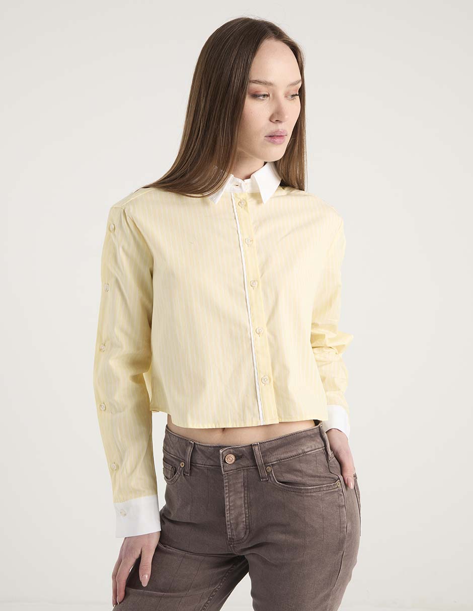 Camisa Map de algodón manga larga para mujer