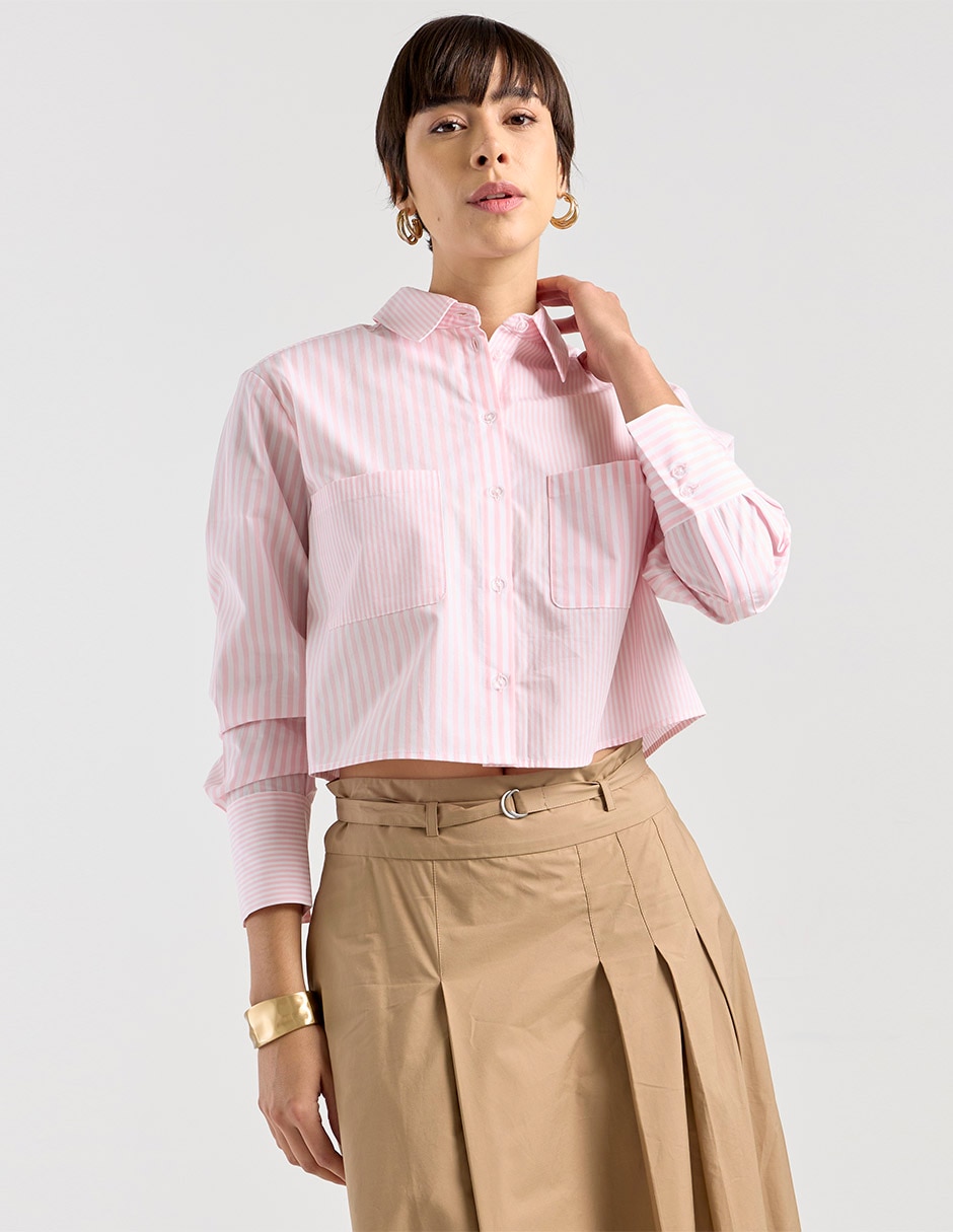 Camisa Map de algodón manga larga para mujer