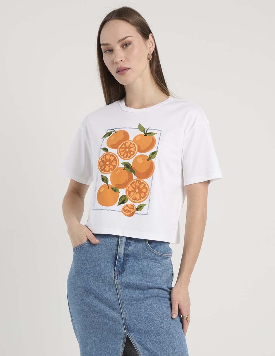 Playera manga corta cuello redondo para mujer 2