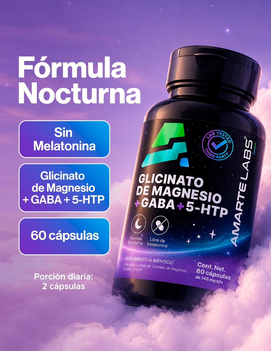 Glicinato de Magnesio + Gaba + 5-HTP de 60 cápsulas