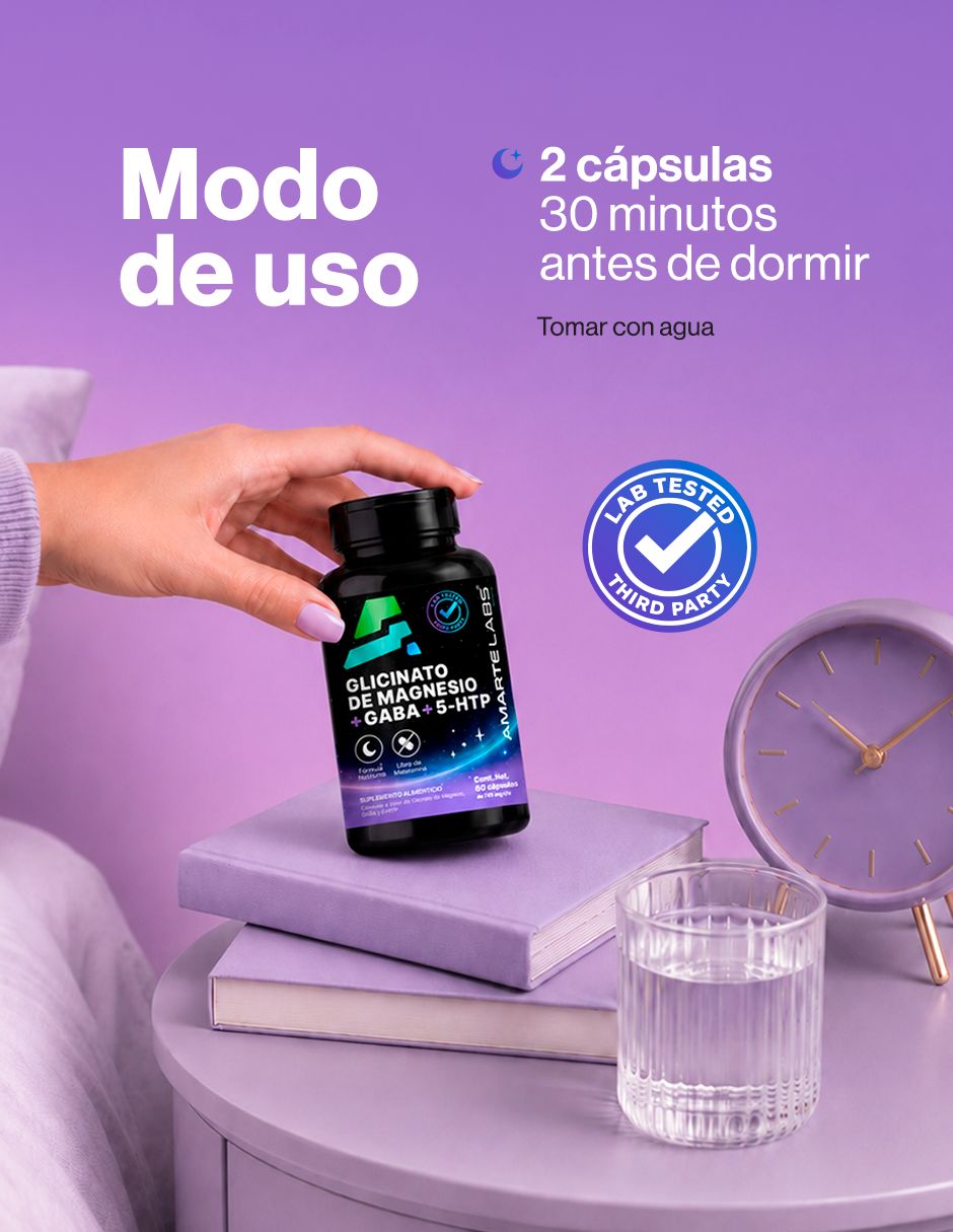 Glicinato de Magnesio + Gaba + 5-HTP de 60 cápsulas