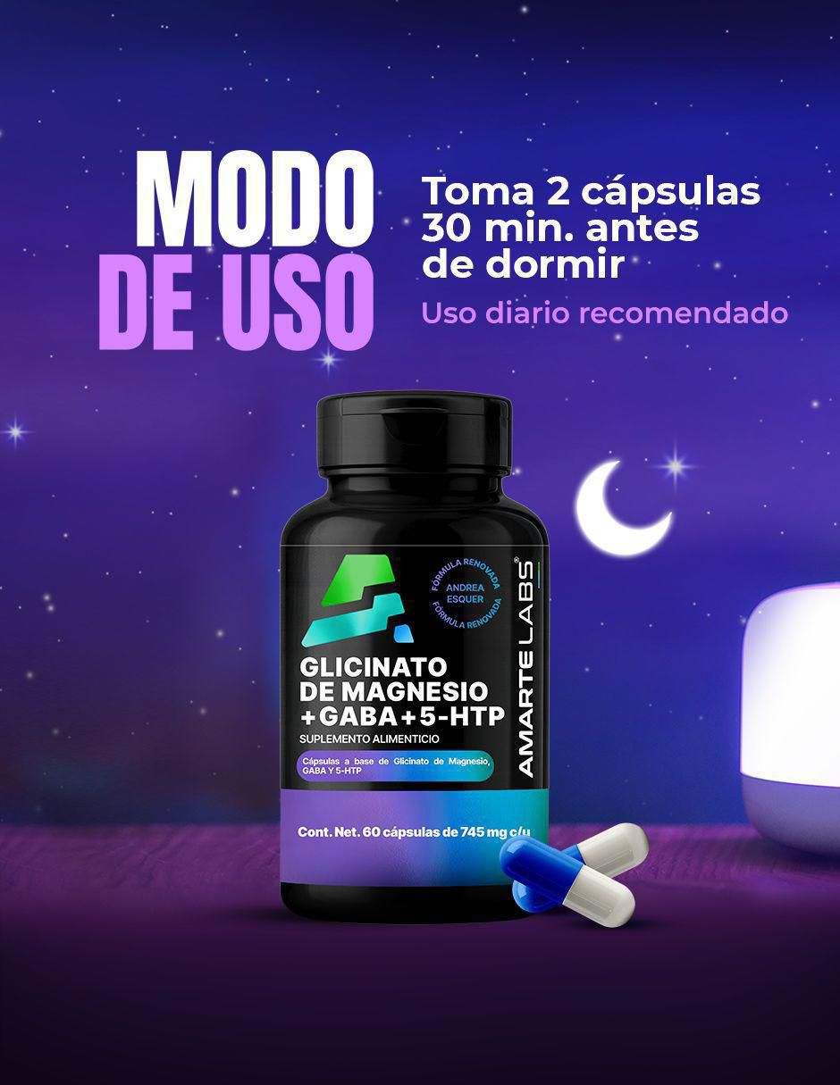 Glicinato de Magnesio + Gaba + 5-HTP Amarte Labs de 60 cápsulas