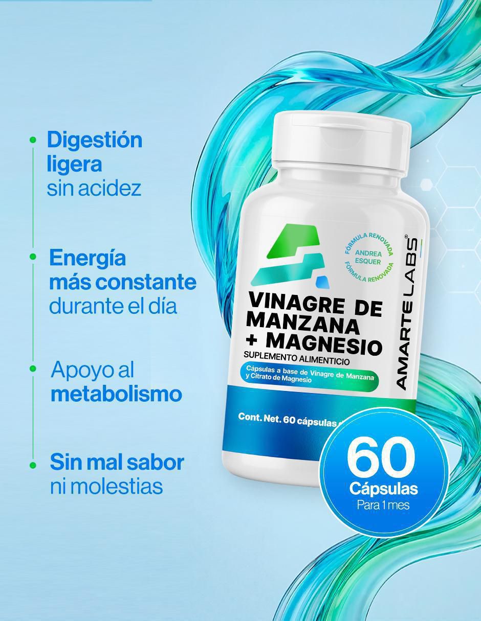 Suplemento alimenticio vinagre de manzana + magnesio Amarte Labs