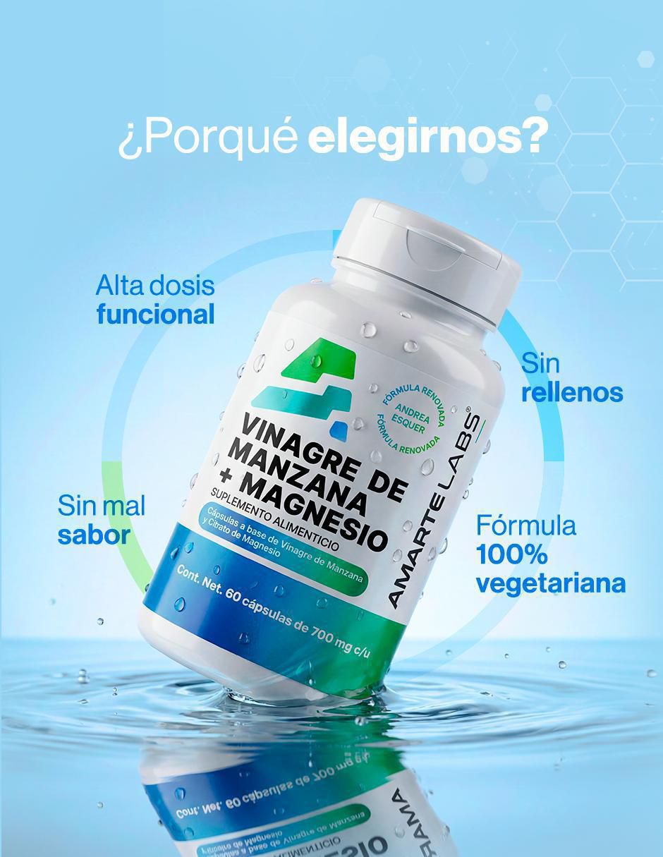 Suplemento alimenticio vinagre de manzana + magnesio Amarte Labs