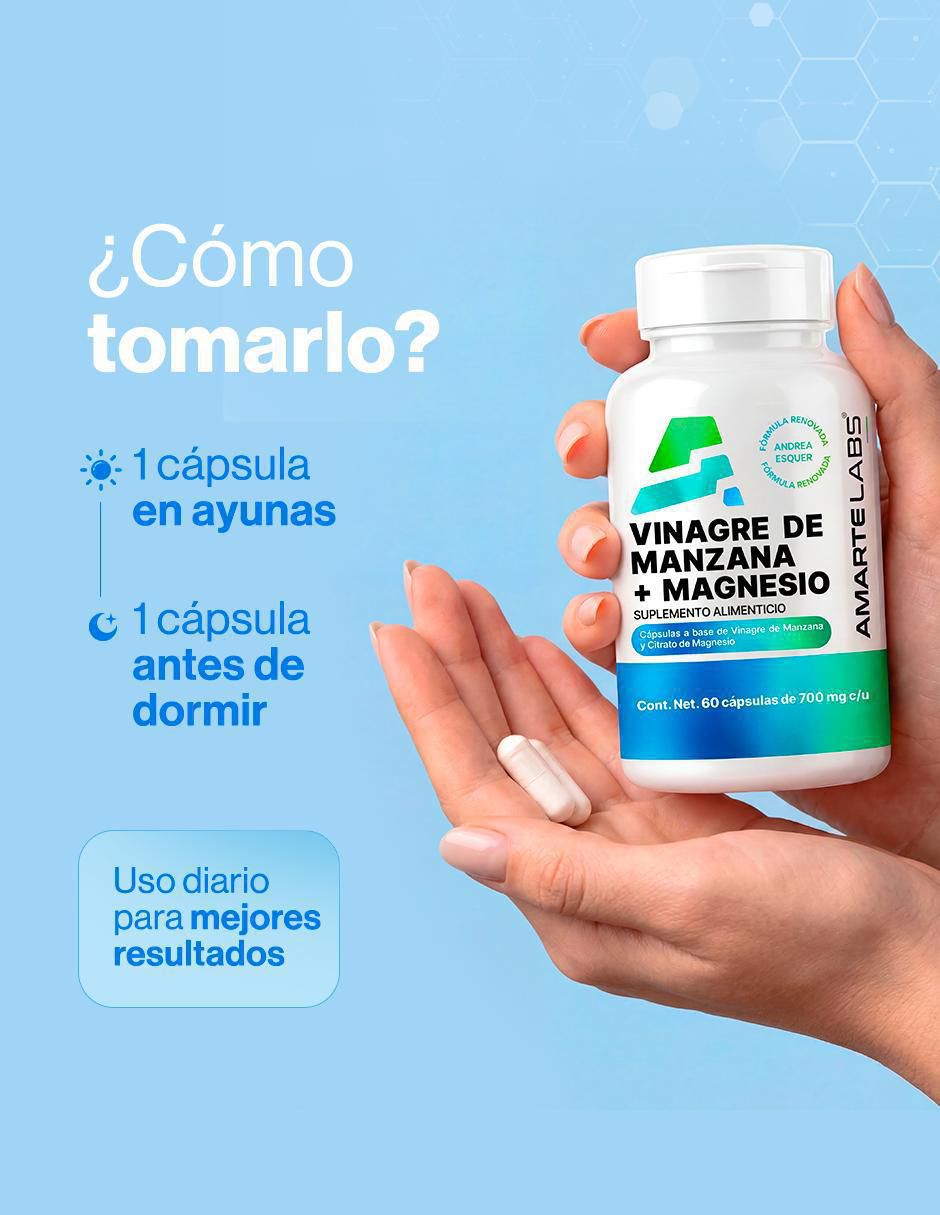 Suplemento alimenticio vinagre de manzana + magnesio Amarte Labs