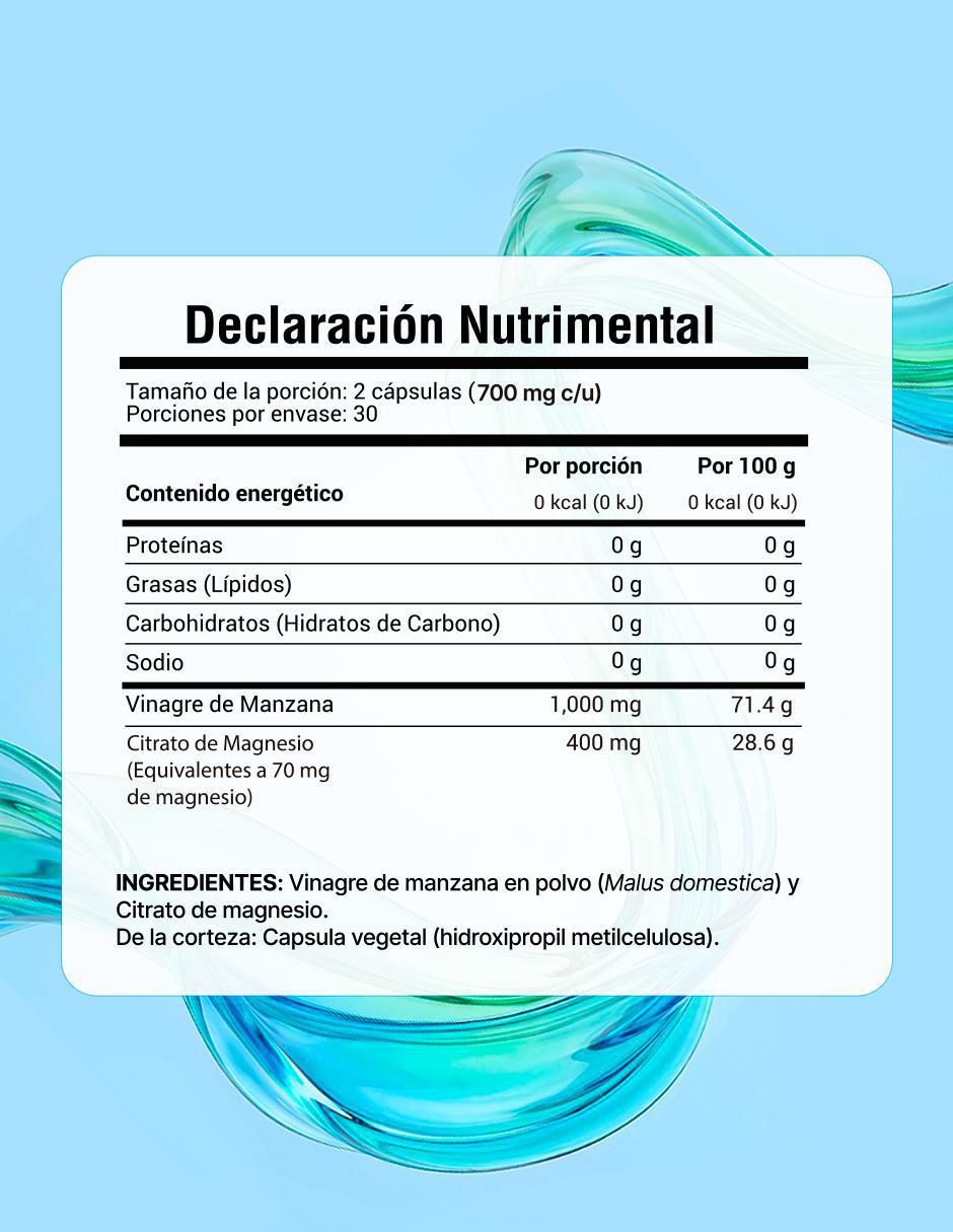 Suplemento alimenticio vinagre de manzana + magnesio Amarte Labs