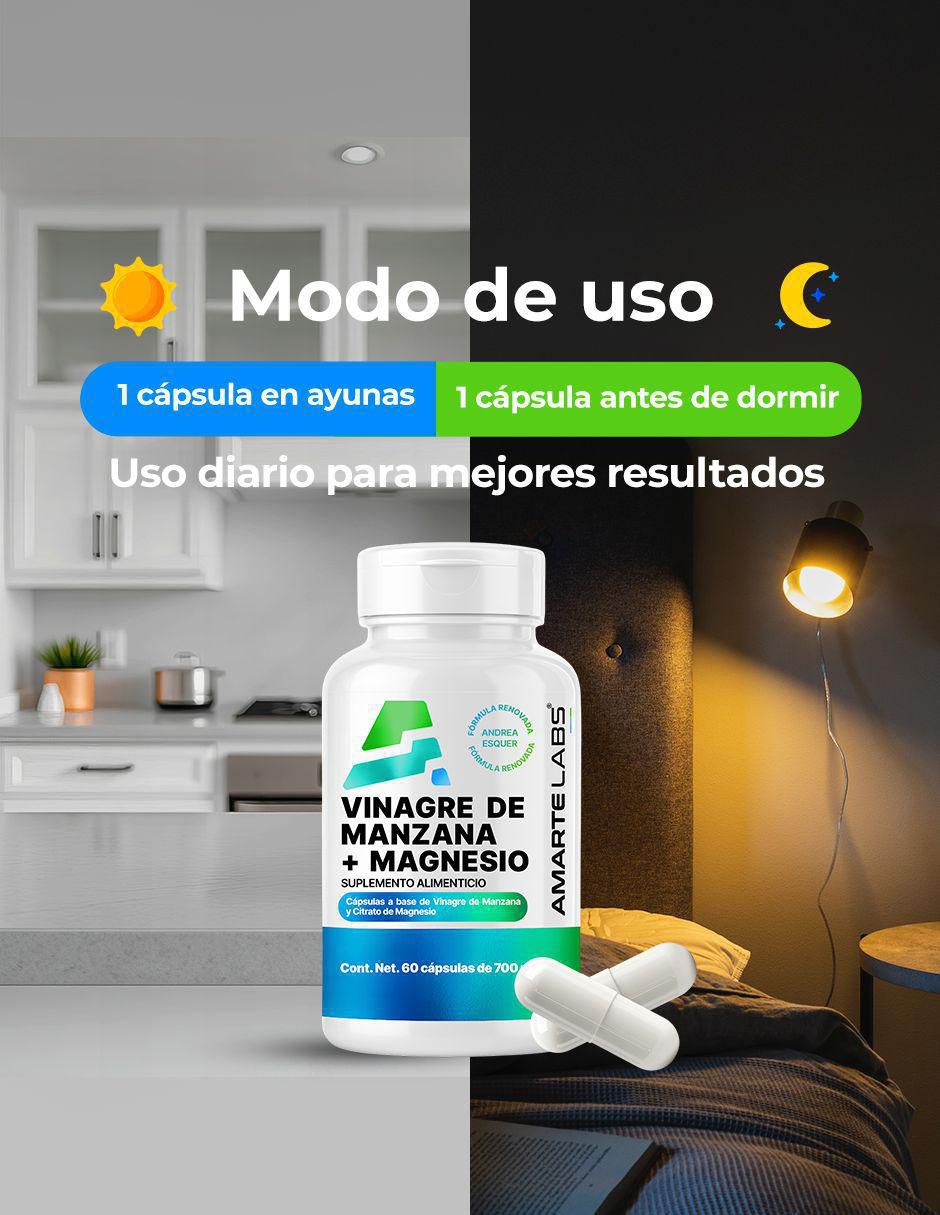 Suplemento alimenticio vinagre de manzana + magnesio Amarte Labs