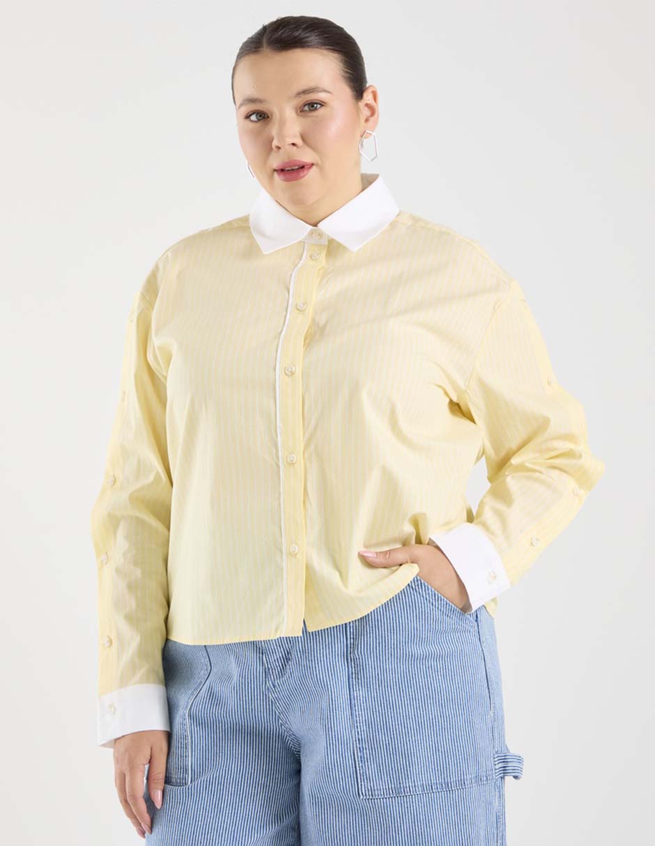 Blusa camisera manga larga para mujer