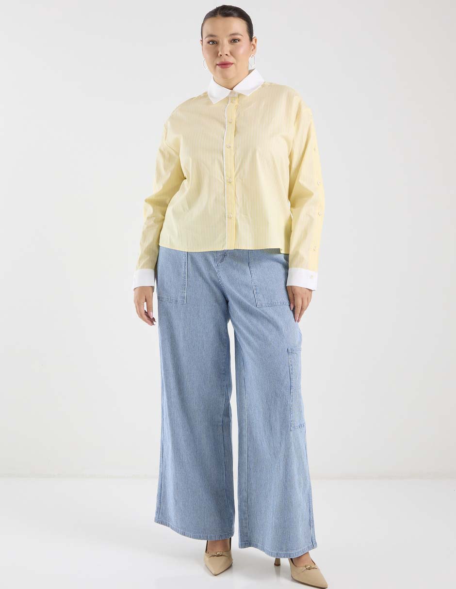 Blusa camisera manga larga para mujer