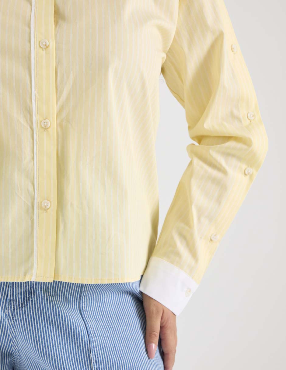 Blusa camisera manga larga para mujer
