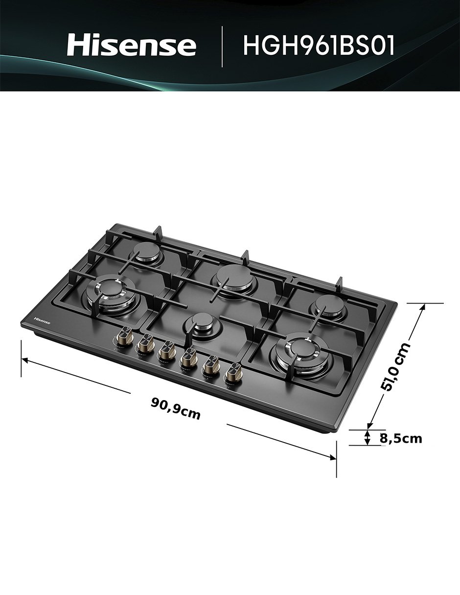 Parrilla a gas lp empotrable Hisense