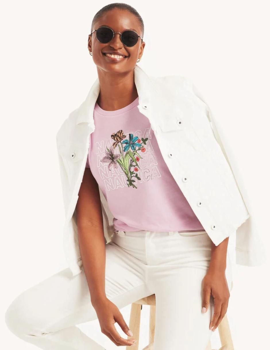 Playera manga corta Nautica cuello redondo para mujer