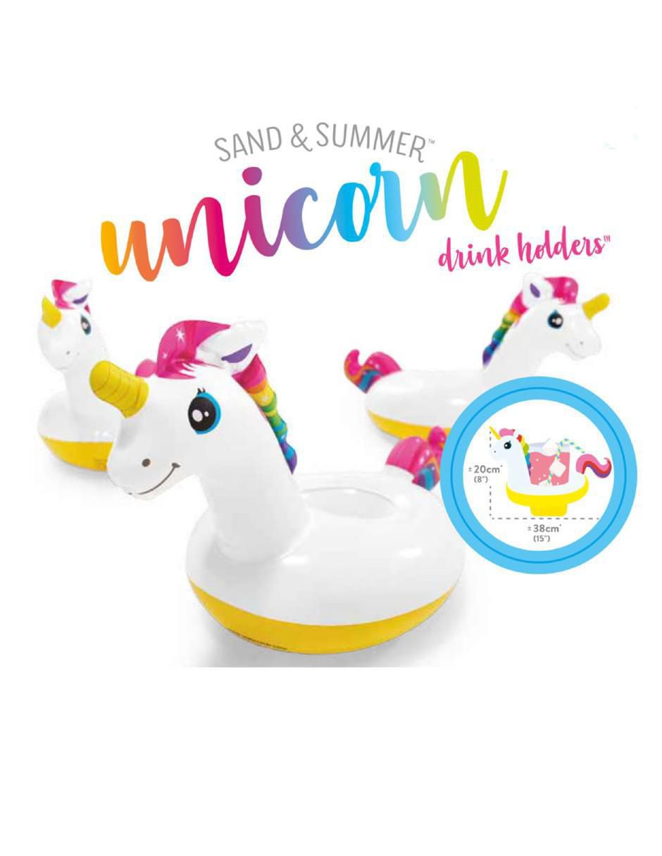 Set de portavaso Intex Sand & Summer Unicornio 4 piezas