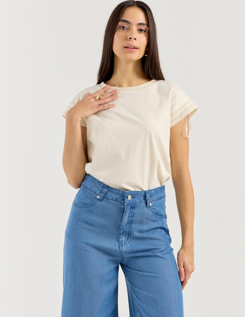 Playera manga corta cuello redondo para mujer 1