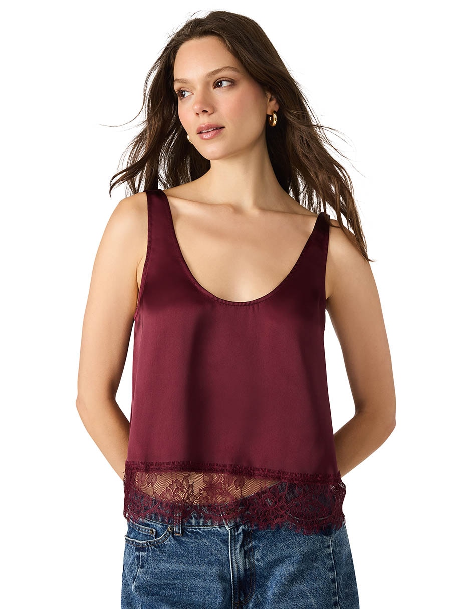 Top Steve Madden cuello redondo escote medio tirante clásico
