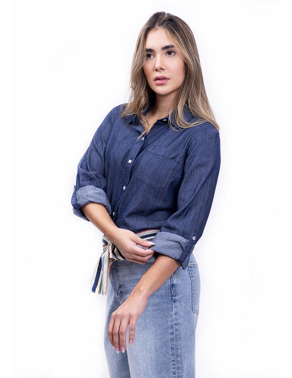 Camisa de algodón manga larga para mujer