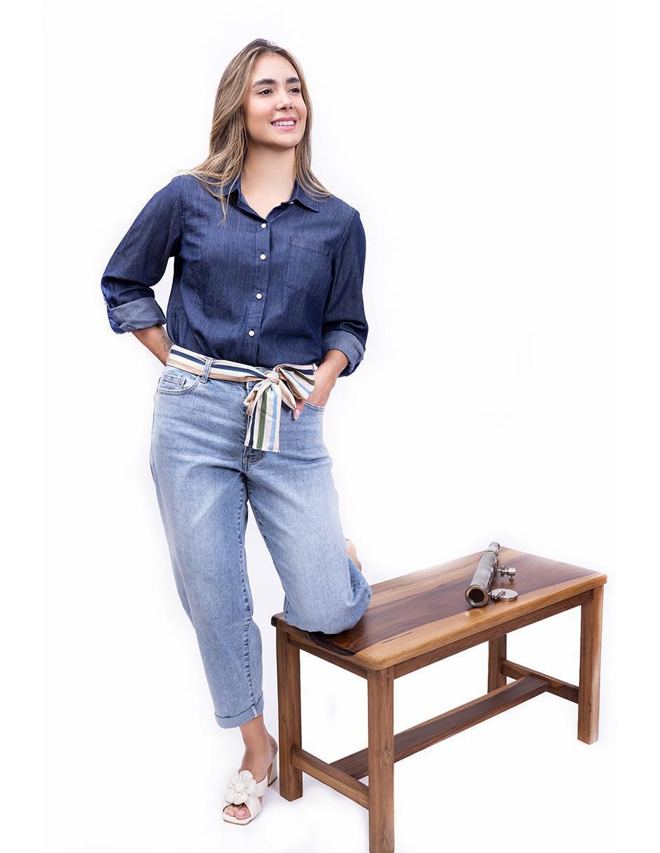 Camisa de algodón manga larga para mujer