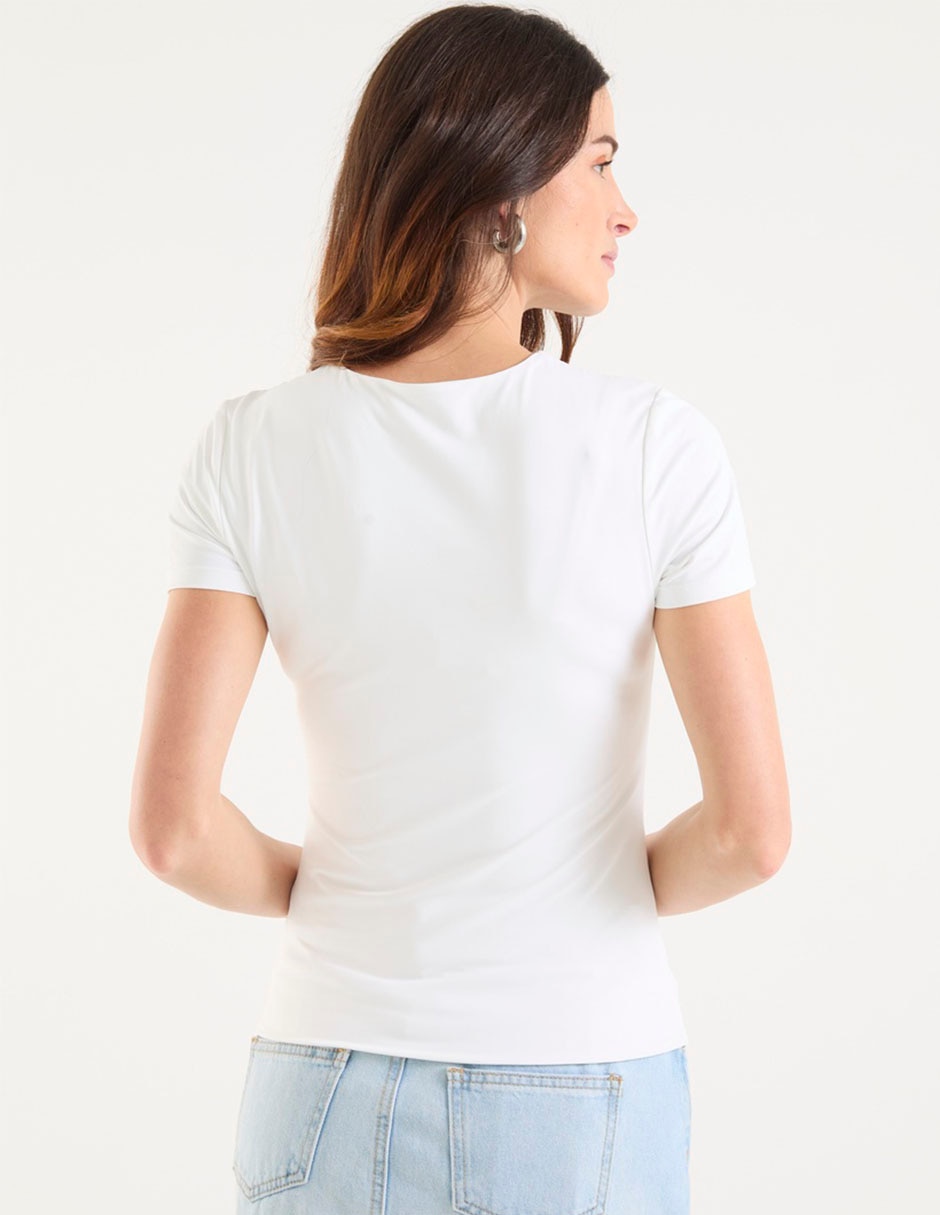 Playera manga corta Map cuello redondo para mujer