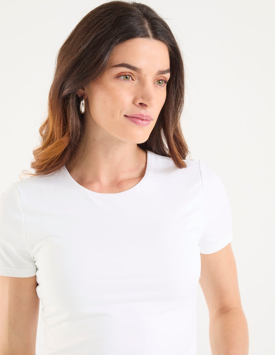 Playera manga corta Map cuello redondo para mujer