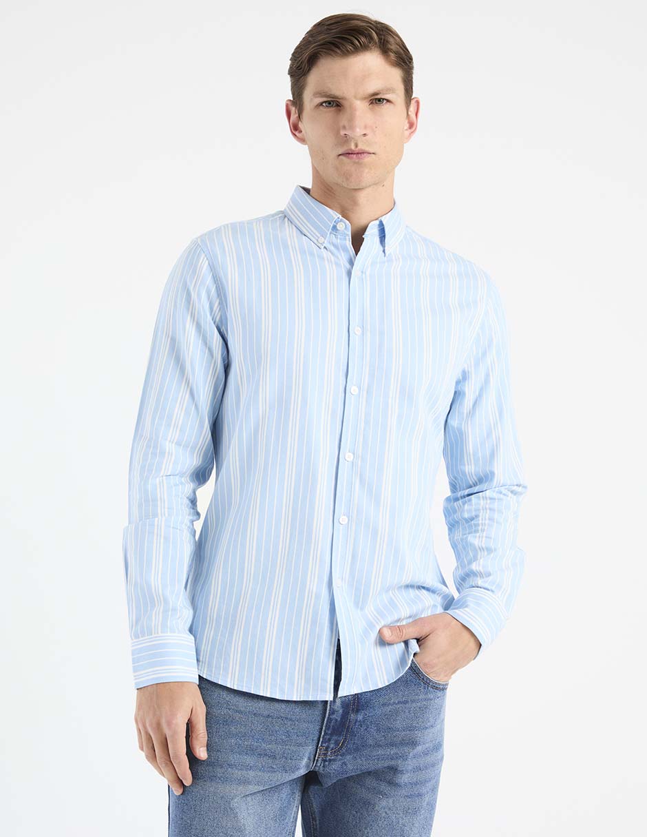 Camisa casual de algodón manga larga para hombre Camisa casual de algodón manga larga para hombre