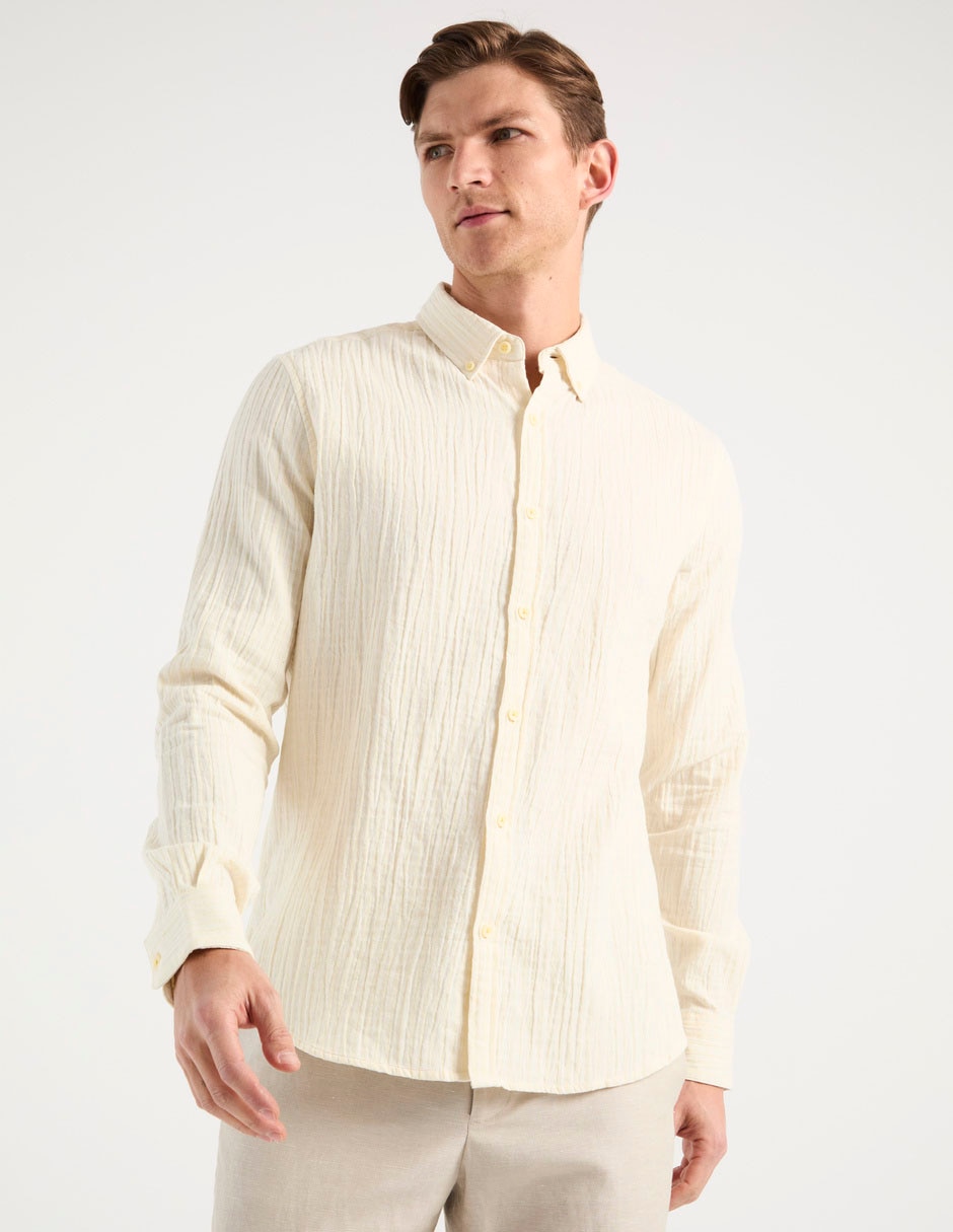 Camisa casual de algodón manga larga para hombre Camisa casual de algodón manga larga para hombre