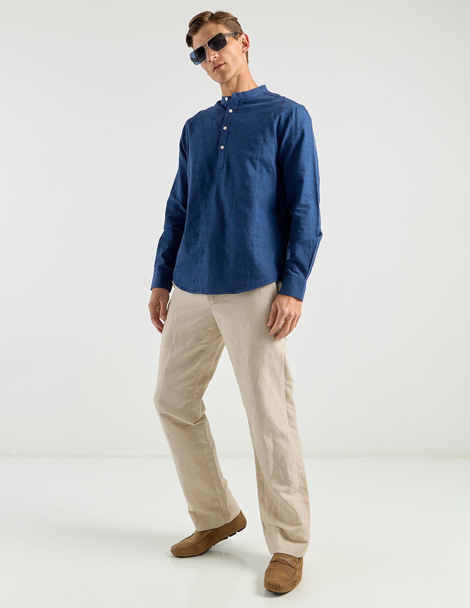 Camisa casual de algodón manga larga para hombre 4