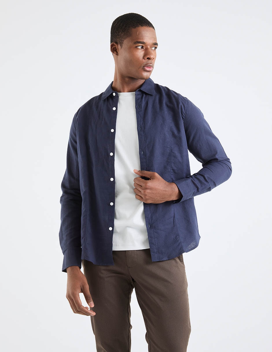 Sobrecamisa casual manga larga para hombre