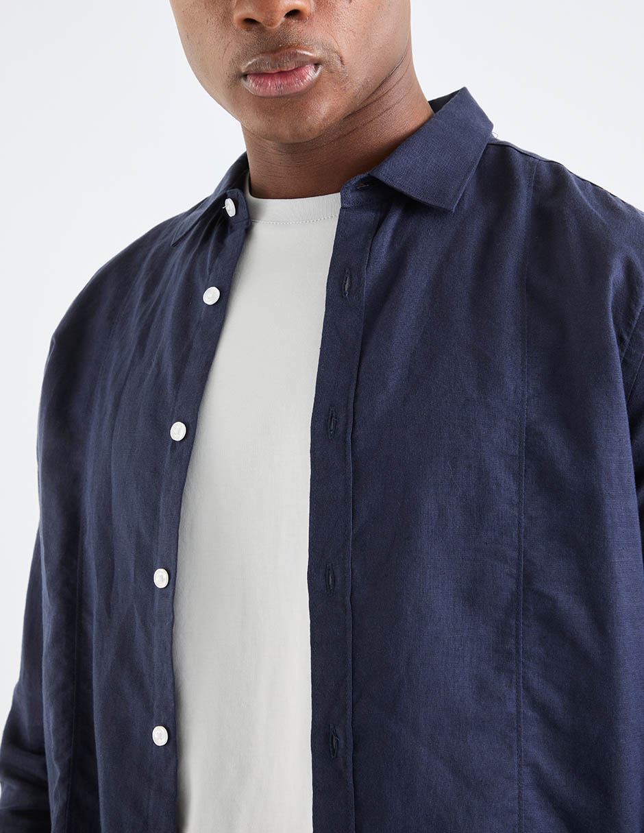 Sobrecamisa casual manga larga para hombre 4