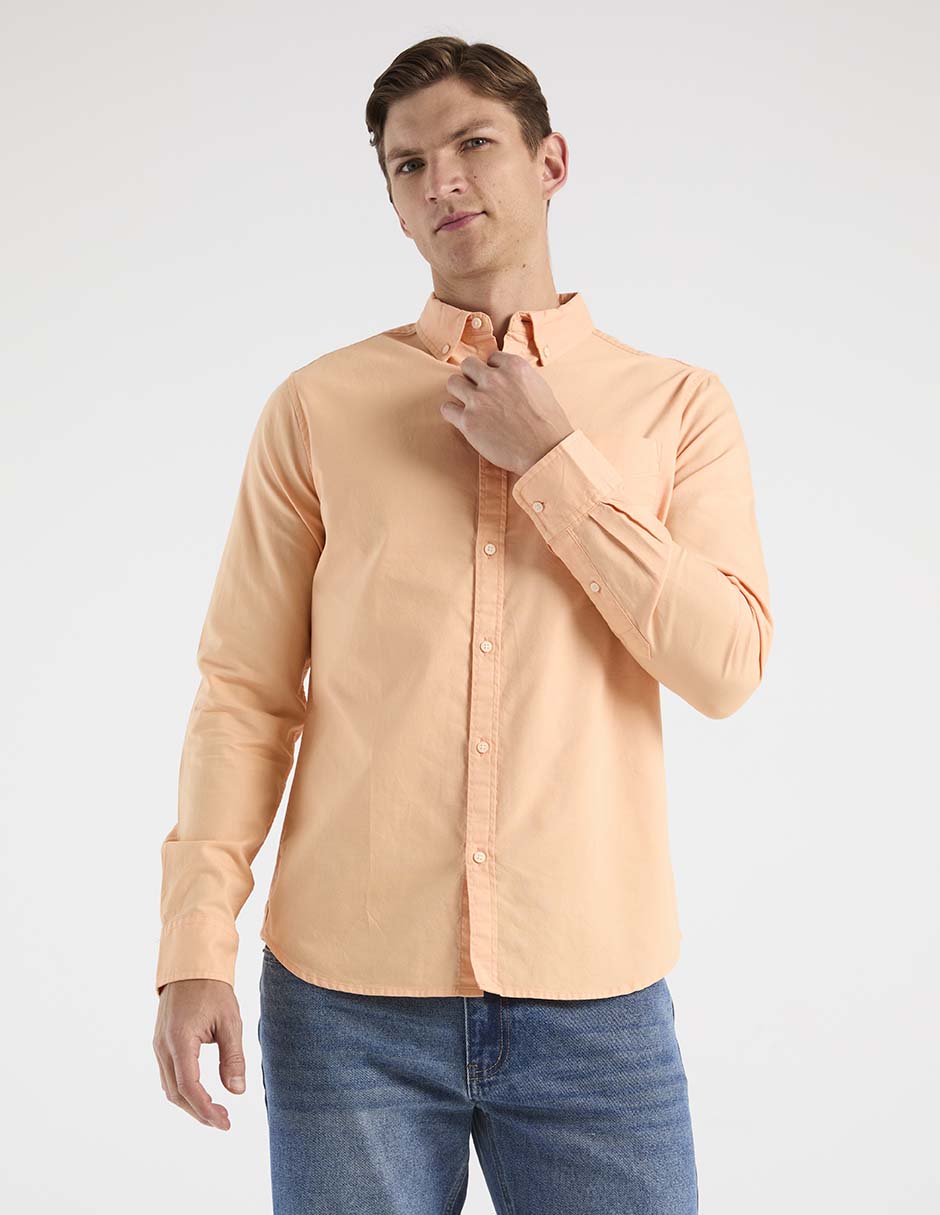 Camisa casual de algodón manga larga para hombre